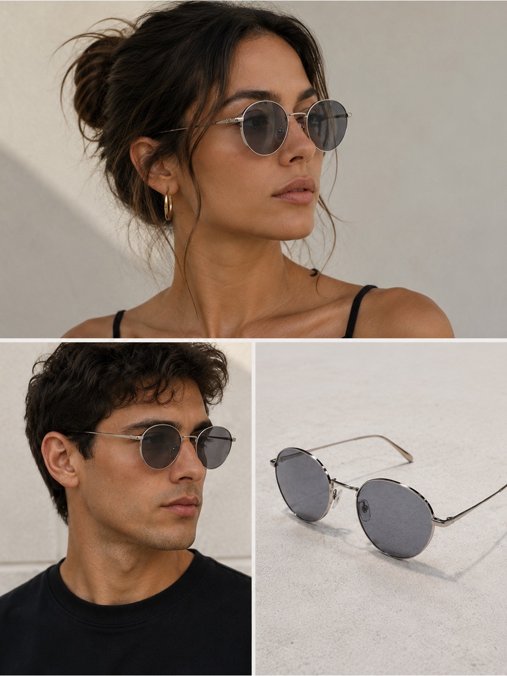 Toteme Round Metal Sunglasses Gray Tinted Lenses NWT